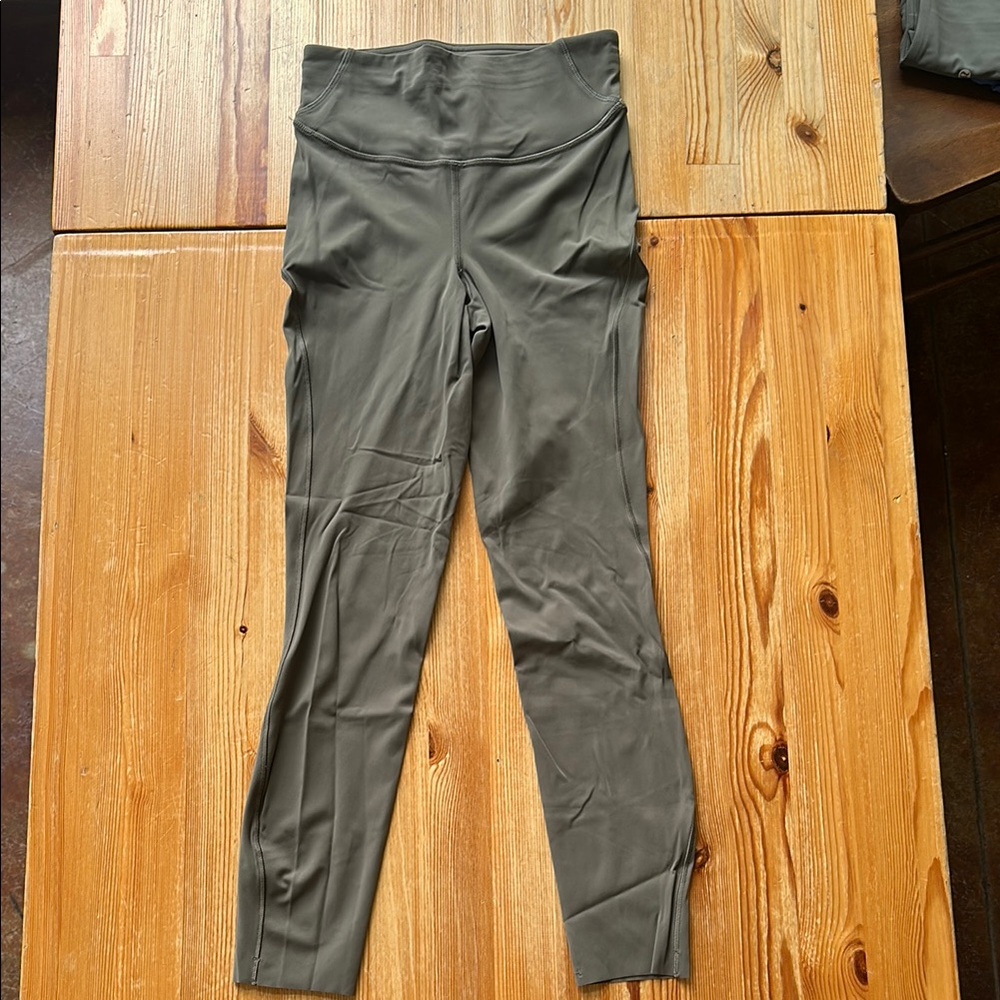 Lululemon High-Waisted Base Pace Olive Green Tights